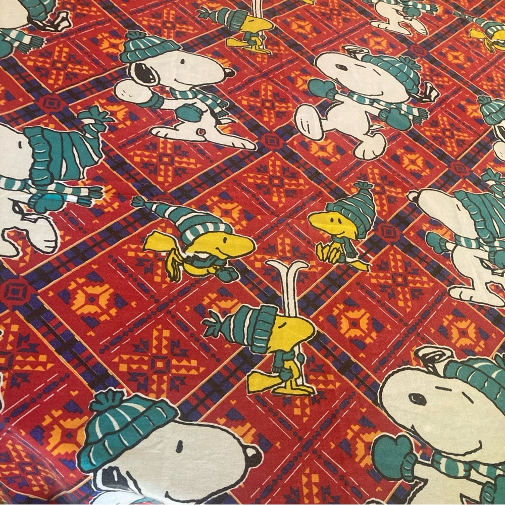 Vintage Snoopy Peanuts Flat Sheet Charlie Brown Red Cotton No Stains No Tears